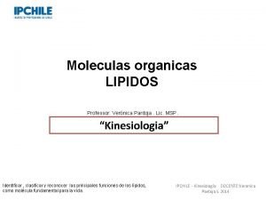 Moleculas organicas LIPIDOS Professor Vernica Pantoja Lic MSP