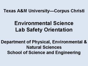 Texas AM UniversityCorpus Christi Environmental Science Lab Safety