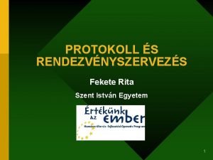 PROTOKOLL S RENDEZVNYSZERVEZS Fekete Rita Szent Istvn Egyetem