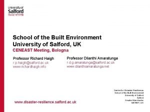 School of the Built Environment University of Salford