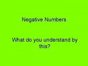 Understanding negative numbers