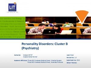 Cluster b personality disorder traits