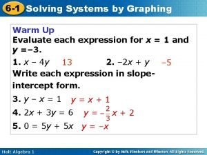 6-1 solving systems by graphing 6-1 solving systems by graphing