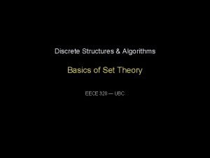 Discrete Structures Algorithms Basics of Set Theory EECE