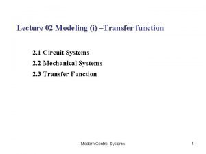 Translational mechanical system transfer functions