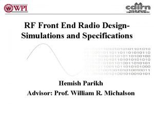 Rf front end receiver design