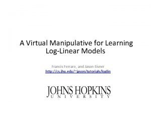 A Virtual Manipulative for Learning LogLinear Models Francis