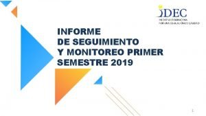 INFORME DE SEGUIMIENTO Y MONITOREO PRIMER SEMESTRE 2019