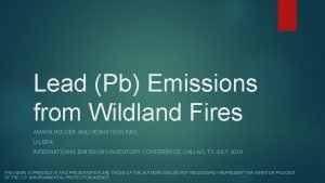 Lead Pb Emissions from Wildland Fires AMARA HOLDER