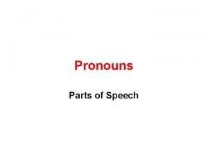 Pronouns Parts of Speech What Are Pronouns Pronouns Pronouns Parts of Speech What Are Pronouns Pronouns