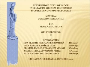 UNIVERSIDAD DE EL SALVADOR FACULTAD DE CIENCIAS ECONOMICAS