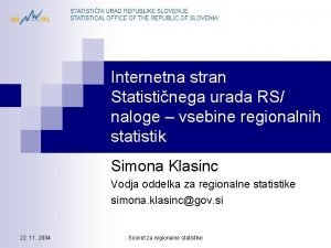 Internetna stran Statistinega urada RS naloge vsebine regionalnih