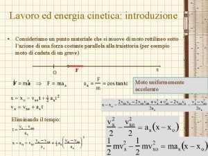 Lavoro ed energia cinetica introduzione Consideriamo un punto