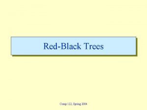 RedBlack Trees Comp 122 Spring 2004 Redblack trees