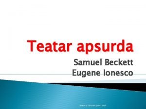 Teatar apsurda Teatar apsurda