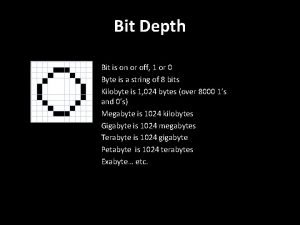 Bit Depth Bit is on or off 1