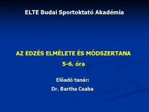 ELTE Budai Sportoktat Akadmia AZ EDZS ELMLETE S