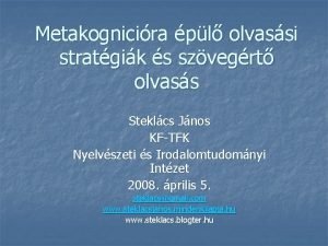 Metakognicira pl olvassi stratgik s szvegrt olvass Steklcs