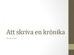 Krönika exempel Krönika exempel