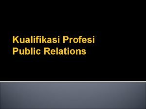 Kualifikasi public relations