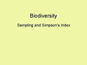 Simpson biodiversity Simpson biodiversity