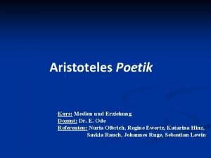 Poetik aristoteles zusammenfassung