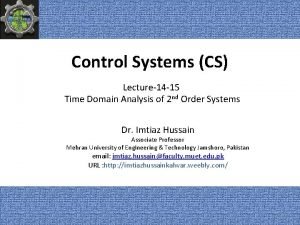 Control Systems CS Lecture14 15 Time Domain Analysis