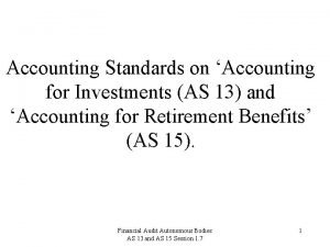 Accounting Standards on Accounting for Investments AS 13