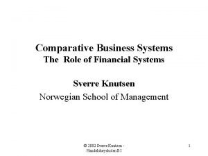 Comparative Business Systems The Role of Financial Systems