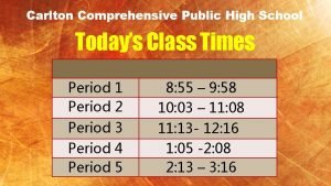 Carlton Comprehensive Public High School Todays Class Times