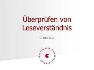 berprfen von Leseverstndnis G Isak 2013 GERS Kompetenzniveaus