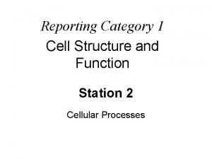 Reporting Category 1 Cell Structure and Function Station