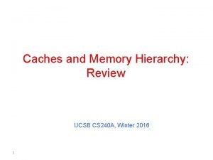 Caches and Memory Hierarchy Review UCSB CS 240