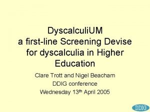 Dyscalculia screening test
