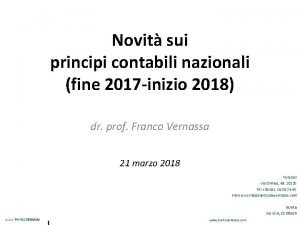 Novit sui principi contabili nazionali fine 2017 inizio