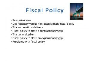 Keynesian view Discretionary versus nondiscretionary fiscal policy The