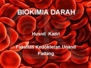 BIOKIMIA DARAH Husnil Kadri Fakultas Kedokteran Unand Padang