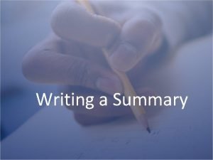 Summary writing definition