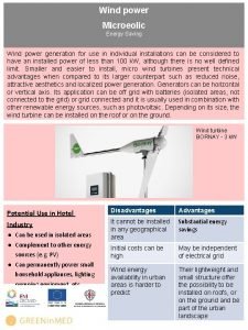 Wind power Microeolic Energy Saving Wind power generation