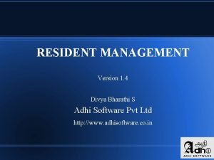 RESIDENT MANAGEMENT Version 1 4 Divya Bharathi S
