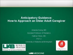 Anticipatory guidance for elderly