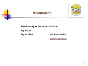 STANDARDS Rezekne Higher Education Institution Mg soc sc