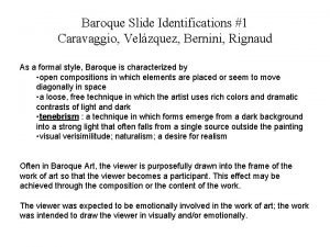 Baroque Slide Identifications 1 Caravaggio Velzquez Bernini Rignaud