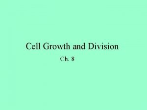 Cell Growth and Division Ch 8 Cell Size