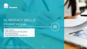 Numeracy skills framework