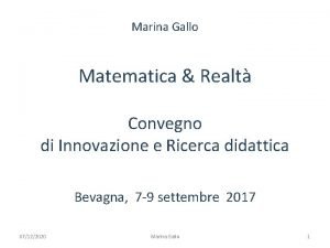 Marina Gallo Matematica Realt Convegno di Innovazione e