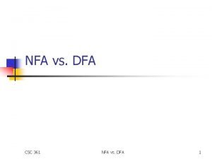 NFA vs DFA CSC 361 NFA vs DFA