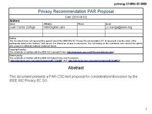 privecsg15 0004 05 0000 Privacy Recommendation PAR Proposal