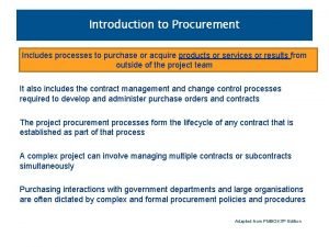 Introduction to procurement