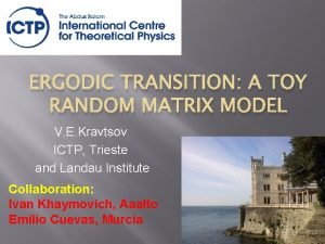 ERGODIC TRANSITION A TOY RANDOM MATRIX MODEL V